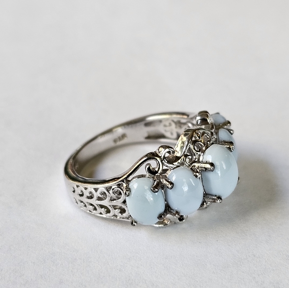 Vintage Genuine Larimar Platinum/925 Ring Sz 9. - Picture 2 of 11